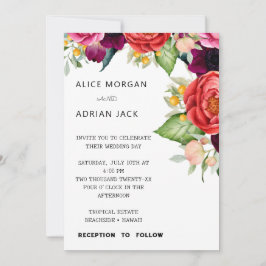 Farbenfrohe Tropenblumenhochzeit Einladung