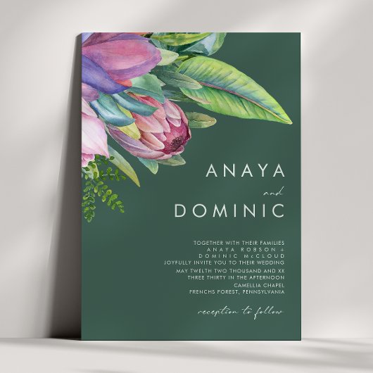 Farbenfrohe Tropenblumenhochzeit Einladung