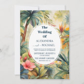 Farbenfrohe Tropenblumenhochzeit Einladung (Vorderseite)