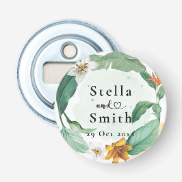 Farbenfrohe Tropenblumenhochzeit Flaschenöffner