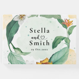 Farbenfrohe Tropenblumenhochzeit Gästebuch