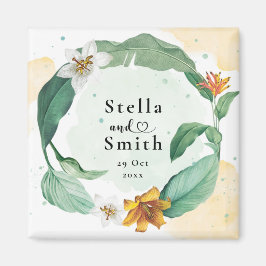 Farbenfrohe Tropenblumenhochzeit Magnet