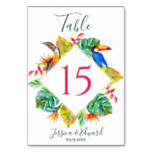 farbenfrohe Tropenhawaiianische Blumenhochzeit Tischnummer (Rückseite)