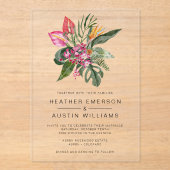 Farbenfrohe Tropenhochzeit Acryleinladungen (Vorderseite)