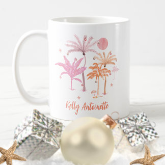 Farbenfrohe Tropenpalme Personalisierte Weihnachte Kaffeetasse