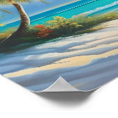 Farbenfrohe Tropenparadies Meer & Palmen Poster (Ecke)