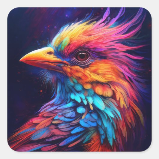 Farbenfrohe Tropenvögel Quadratischer Aufkleber (Vorderseite)