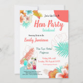 Farbenfrohe Tropenwochenende Itinerary Hen Party Einladung (Vorderseite)