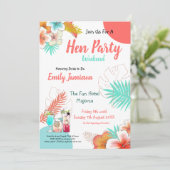 Farbenfrohe Tropenwochenende Itinerary Hen Party Einladung (Stehend Vorderseite)