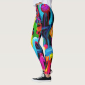 Farbenfrohe Tropfen Kunst, Dichtung und Musik Abst Leggings (Links)