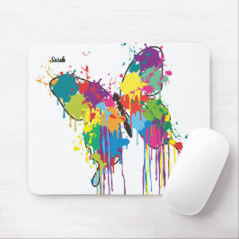 Farbenfrohe Tropfen-Paint Butterfly Mousepad mit N