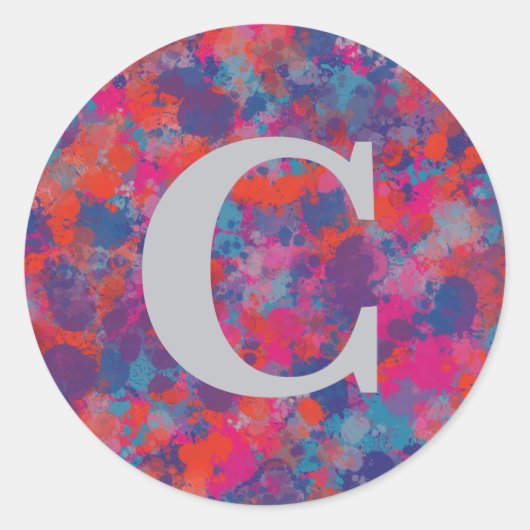 Farbenfrohe Tropfen Rot, Rosa, Blau Lila Abstrakt Runder Aufkleber (Vorderseite)
