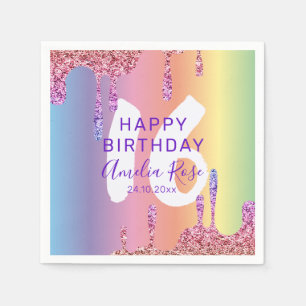 Farbenfrohe Tropfen zum Geburtstag Glitzer Serviette