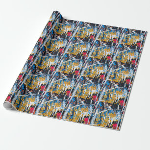 Farbenfrohe Tropffarbe: Graffiti-Wand. Geschenkpapier