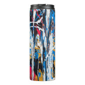 Farbenfrohe Tropffarbe: Graffiti-Wand. Thermosbecher (Rückseite)