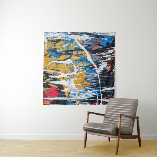 Farbenfrohe Tropffarbe: Graffiti-Wand. Wandteppich (Beispiel (Horizontal))