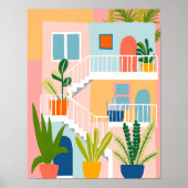 Farbenfrohe Tropical Apartment Illustration Coole  Poster (Vorne)