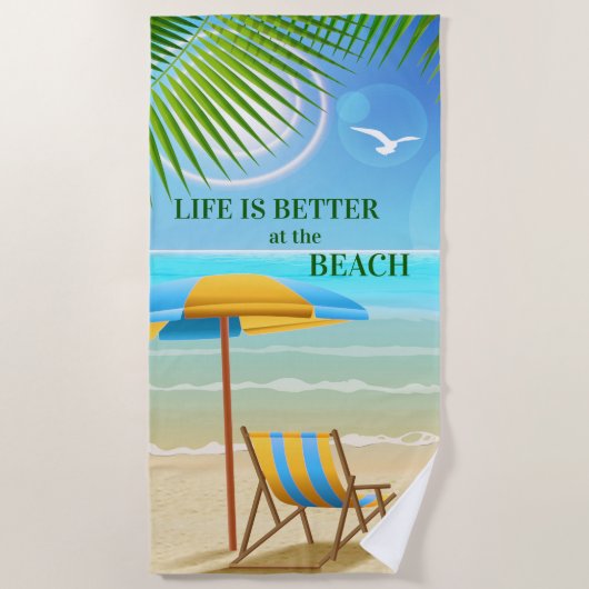 Farbenfrohe Tropical Beach Paradise Badetuch (Vorderseite)