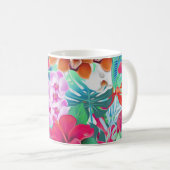 Farbenfrohe Tropical Blätter and Blume Illustratio Kaffeetasse (VorderseiteRechts)