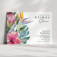 Farbenfrohe Tropical Floral Bridal Dusche Einladun