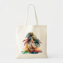 Farbenfrohe Tropical Palm Sailboat Toag