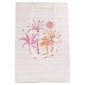 Farbenfrohe Tropical Palm Tree Weihnachten Mittlere Geschenktüte (Rückseite)