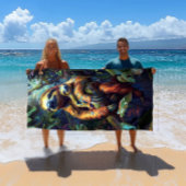 Farbenfrohe Tropical Sloth & Baby Beach Handtuch