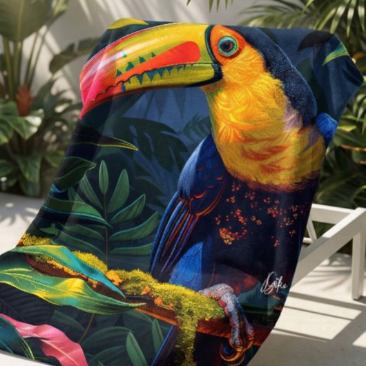 Farbenfrohe Tropical Toucan Beach Handtuch