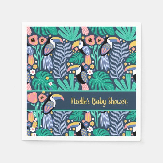 Farbenfrohe Tropical Toucan Bird Baby Dusche Serviette (Vorderseite)