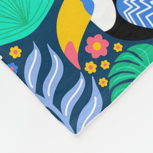 Farbenfrohe Tropical Toucan Bird Blume Pflanze Fleecedecke (Ecke)