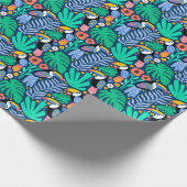 Farbenfrohe Tropical Toucan Bird Blume Pflanze Geschenkpapier (Ecke)