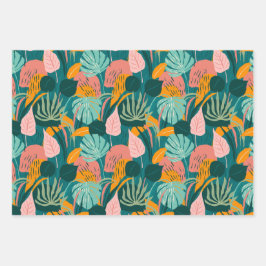 Farbenfrohe Tropicals: Fan Palms Geschenkpapier Set