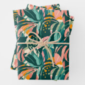 Farbenfrohe Tropiken: Monstera Dschungelwackelpapi Geschenkpapier Set (Beispiel)