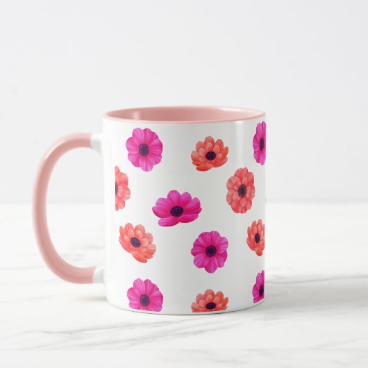 Farbenfrohe tropische 3D-Frühlingsblumenmuster Tasse (Links)