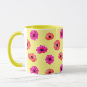 Farbenfrohe tropische 3D-Frühlingsblumenmuster Tasse