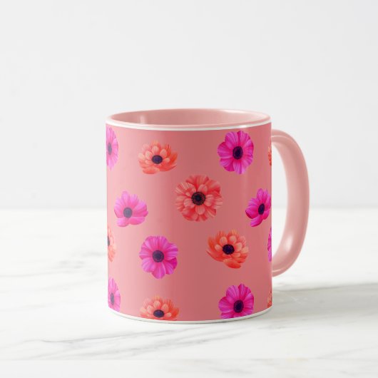 Farbenfrohe tropische 3D-Frühlingsblumenmuster Tasse (VorderseiteRechts)