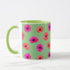 Farbenfrohe tropische 3D-Frühlingsblumenmuster Tasse