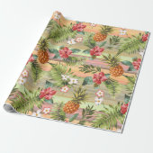 Farbenfrohe tropische Ananas Blumenmuster Geschenkpapier (Ungerollt)