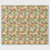 Farbenfrohe tropische Ananas Blumenmuster Geschenkpapier (Flach)