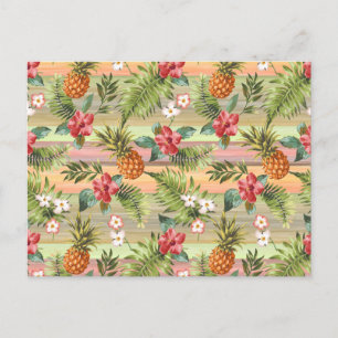 Farbenfrohe tropische Ananas Blumenmuster Postkarte