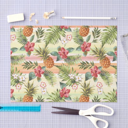 Farbenfrohe tropische Ananas Blumenmuster Seidenpapier (Handwerk)