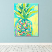 Farbenfrohe tropische Ananas Leinwanddruck (Insitu (Holzboden))