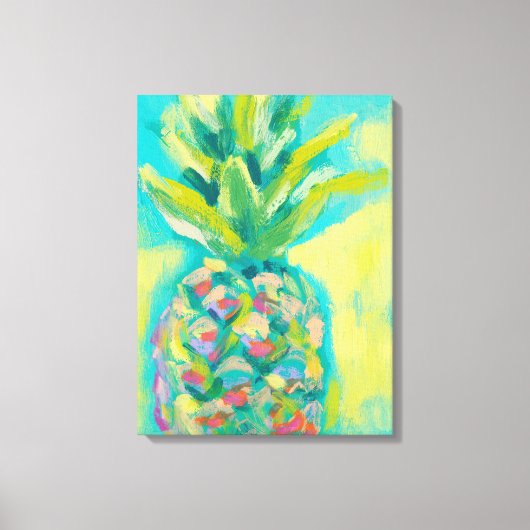 Farbenfrohe tropische Ananas Leinwanddruck (Vorderseite)