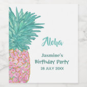 Farbenfrohe tropische Ananas Weinetikett (Einzelnes Label)
