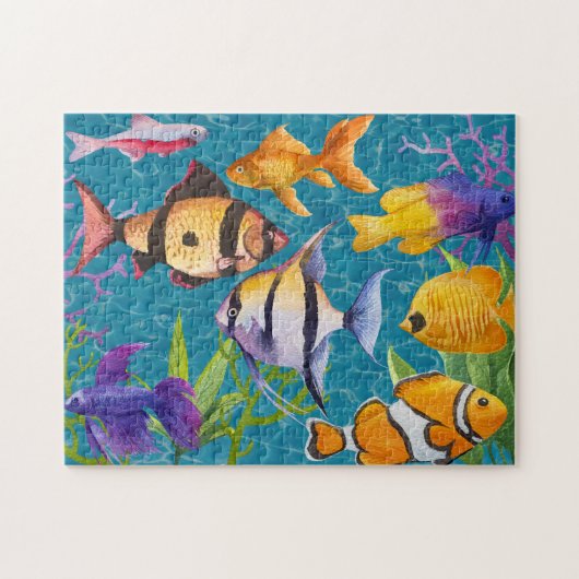Farbenfrohe tropische Aquarienfische Puzzle (Horizontal)