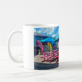 Farbenfrohe tropische Bahamas-Bar und Grill-Poster Kaffeetasse