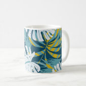 Farbenfrohe tropische Blätter, abstraktes Original Kaffeetasse (VorderseiteRechts)