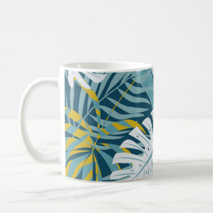 Farbenfrohe tropische Blätter, abstraktes Original Kaffeetasse