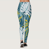 Farbenfrohe tropische Blätter, abstraktes Original Leggings (Rückseite)