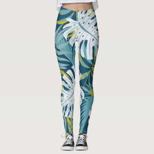 Farbenfrohe tropische Blätter, abstraktes Original Leggings